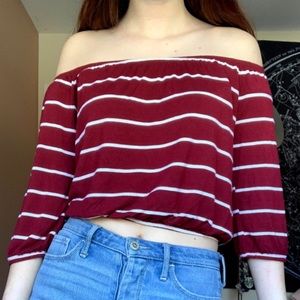 Striped off the shoulder top